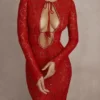 Lisandra Red Lace Maxi Dress Lisandra Red Lace Maxi Dress