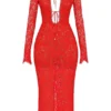 Lisandra Red Lace Maxi Dress Lisandra Red Lace Maxi Dress
