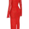 Lisandra Red Lace Maxi Dress Lisandra Red Lace Maxi Dress