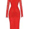 Lisandra Red Lace Maxi Dress Lisandra Red Lace Maxi Dress