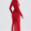 Lisandra Red Lace Maxi Dress Lisandra Red Lace Maxi Dress