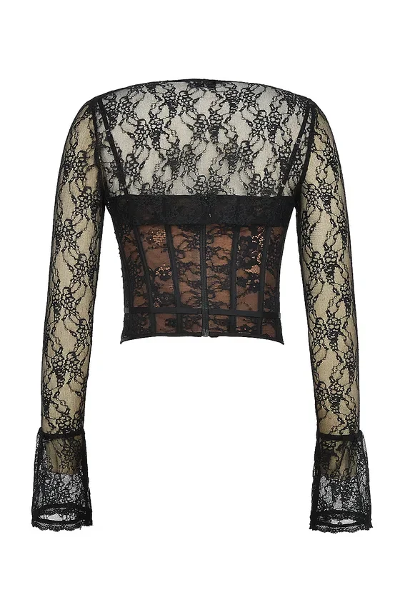 Lisette Black Lace Corset Top with Bolero Lisette Black Lace Corset Top with Bolero