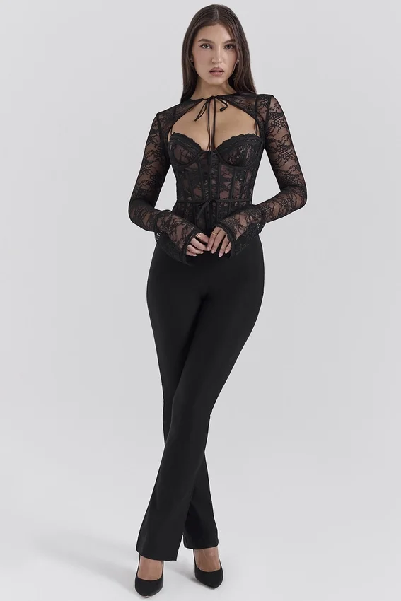Lisette Black Lace Corset Top with Bolero Lisette Black Lace Corset Top with Bolero
