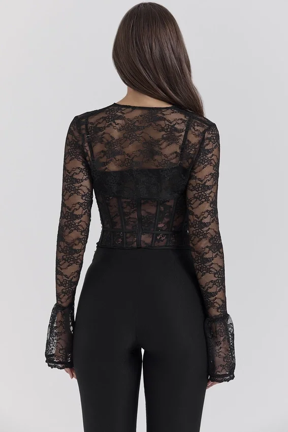 Lisette Black Lace Corset Top with Bolero Lisette Black Lace Corset Top with Bolero