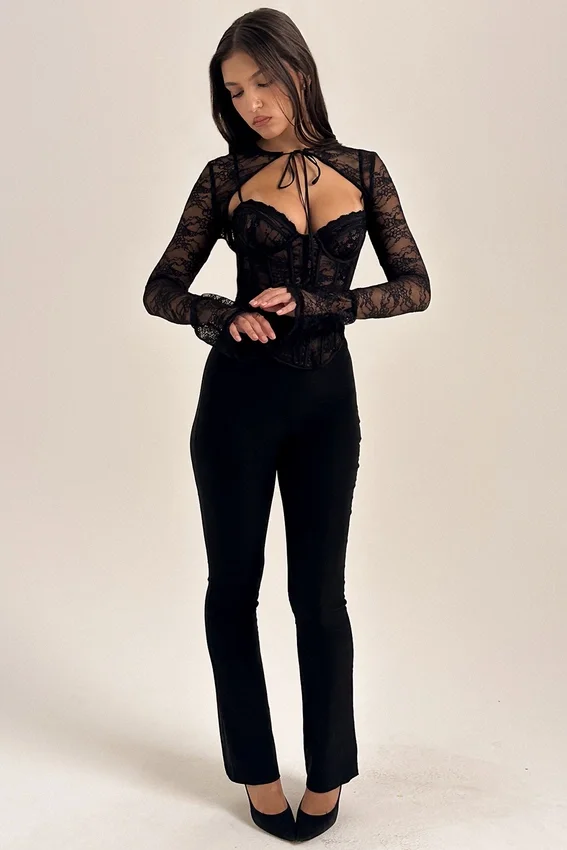 Lisette Black Lace Corset Top with Bolero Lisette Black Lace Corset Top with Bolero