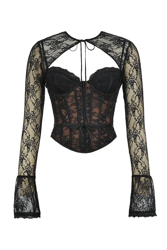Lisette Black Lace Corset Top with Bolero Lisette Black Lace Corset Top with Bolero
