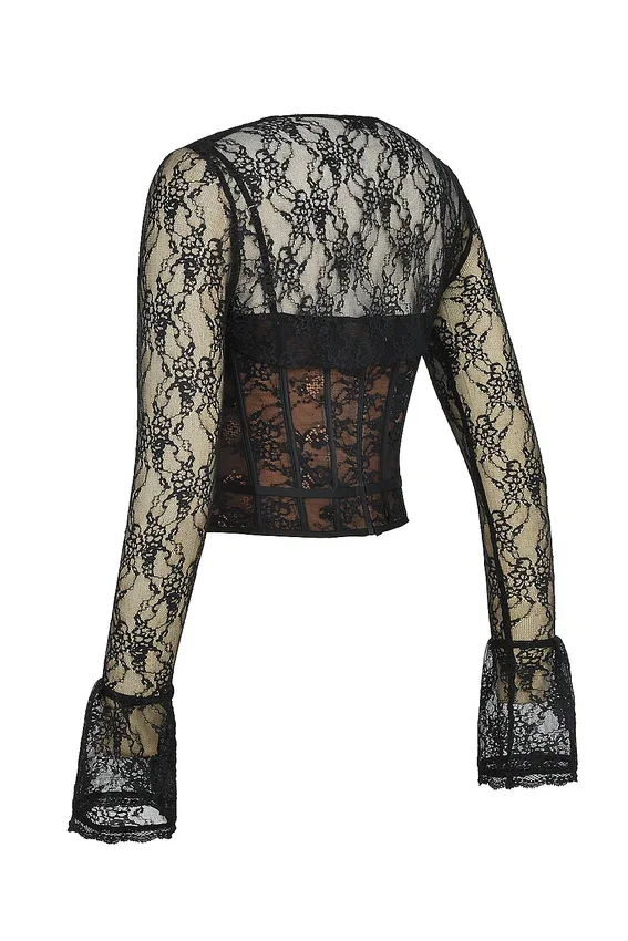 Lisette Black Lace Corset Top with Bolero Lisette Black Lace Corset Top with Bolero
