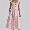 Livia Pink Vintage Rose Cotton Midi Sundress Livia Pink Vintage Rose Cotton Midi Sundress