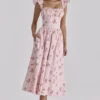 Livia Pink Vintage Rose Cotton Midi Sundress Livia Pink Vintage Rose Cotton Midi Sundress
