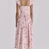 Livia Pink Vintage Rose Cotton Midi Sundress Livia Pink Vintage Rose Cotton Midi Sundress