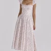 Livia White Rose Print Cotton Midi Sundress Livia White Rose Print Cotton Midi Sundress