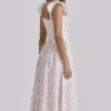 Livia White Rose Print Cotton Midi Sundress Livia White Rose Print Cotton Midi Sundress