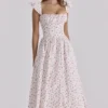 Livia White Rose Print Cotton Midi Sundress Livia White Rose Print Cotton Midi Sundress