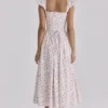 Livia White Rose Print Cotton Midi Sundress Livia White Rose Print Cotton Midi Sundress