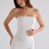 Livie White Cotton Broderie Strapless Corset Top Livie White Cotton Broderie Strapless Corset Top