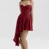 Lola Wine Jacquard Satin Draped Mini Dress