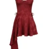 Lola Wine Jacquard Satin Draped Mini Dress