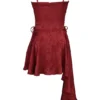 Lola Wine Jacquard Satin Draped Mini Dress