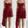 Lola Wine Jacquard Satin Draped Mini Dress