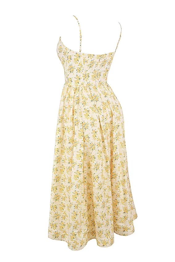 Lolita Buttercup Vintage Floral Print Cotton Corset Sundress Lolita Buttercup Vintage Floral Print Cotton Corset Sundress