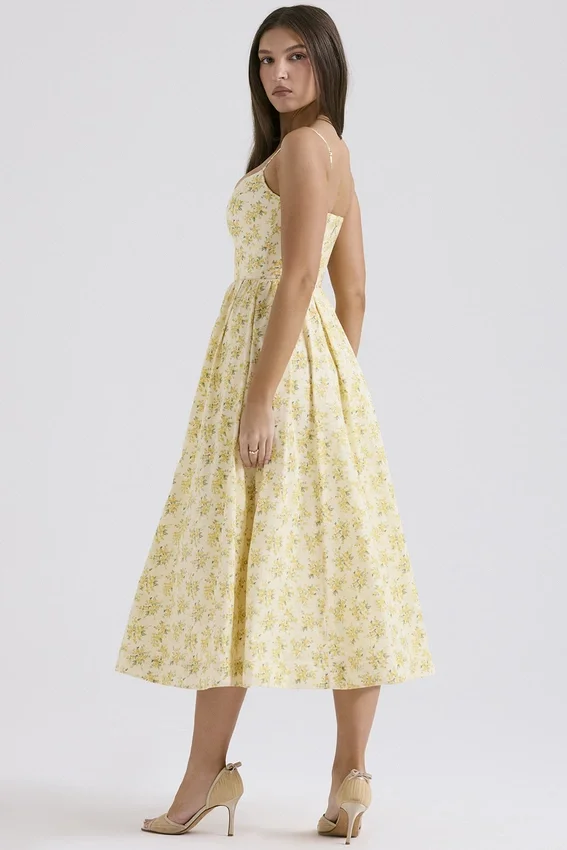 Lolita Buttercup Vintage Floral Print Cotton Corset Sundress Lolita Buttercup Vintage Floral Print Cotton Corset Sundress