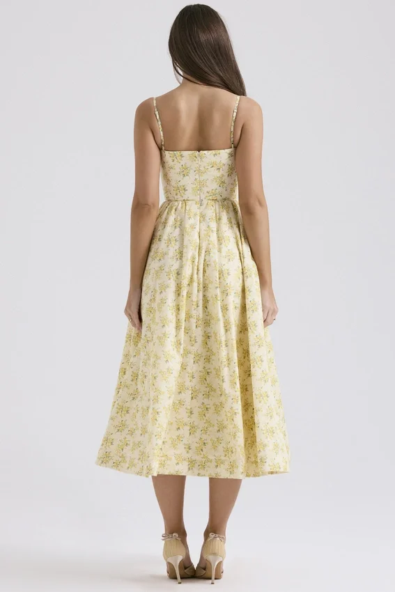 Lolita Buttercup Vintage Floral Print Cotton Corset Sundress Lolita Buttercup Vintage Floral Print Cotton Corset Sundress