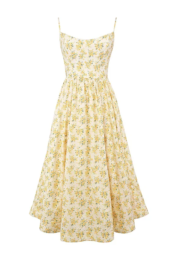 Lolita Buttercup Vintage Floral Print Cotton Corset Sundress Lolita Buttercup Vintage Floral Print Cotton Corset Sundress