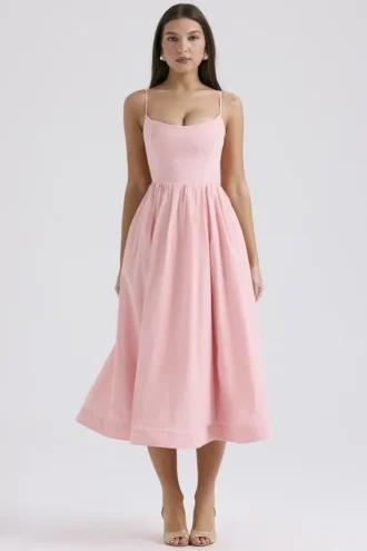 Lolita Rose Pink Cotton Corset Sundress