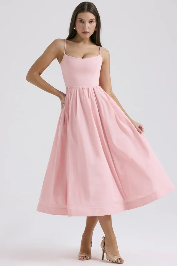 Lolita Rose Pink Cotton Corset Sundress Lolita Rose Pink Cotton Corset Sundress