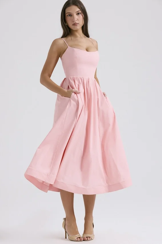 Lolita Rose Pink Cotton Corset Sundress Lolita Rose Pink Cotton Corset Sundress
