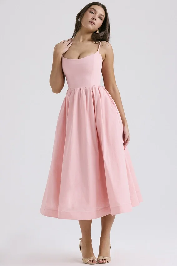 Lolita Rose Pink Cotton Corset Sundress Lolita Rose Pink Cotton Corset Sundress
