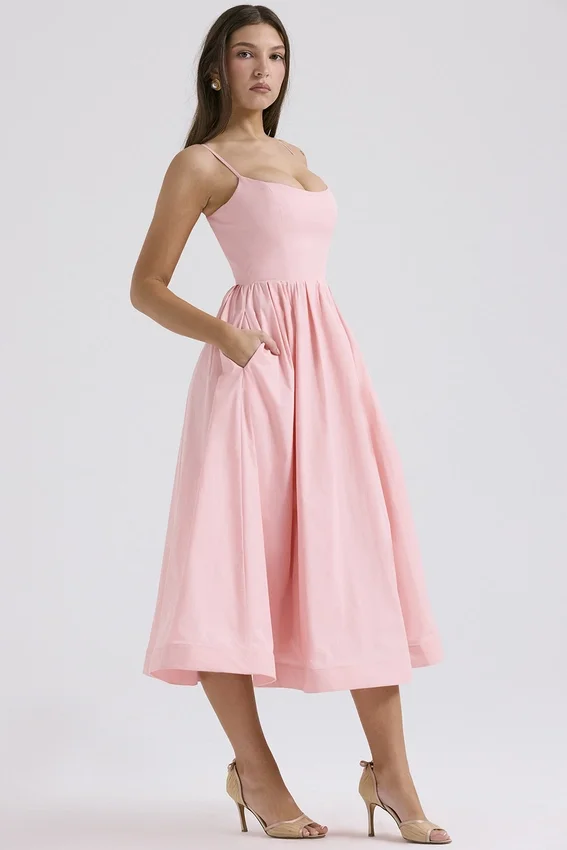 Lolita Rose Pink Cotton Corset Sundress Lolita Rose Pink Cotton Corset Sundress