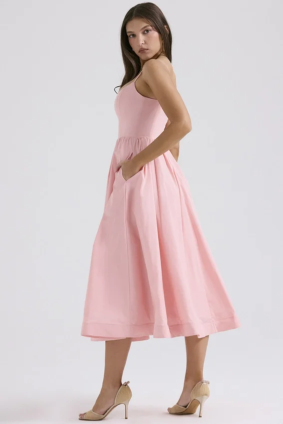 Lolita Rose Pink Cotton Corset Sundress Lolita Rose Pink Cotton Corset Sundress