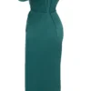 Loretta Emerald Green Satin Off Shoulder Dress Loretta Emerald Green Satin Off Shoulder Dress