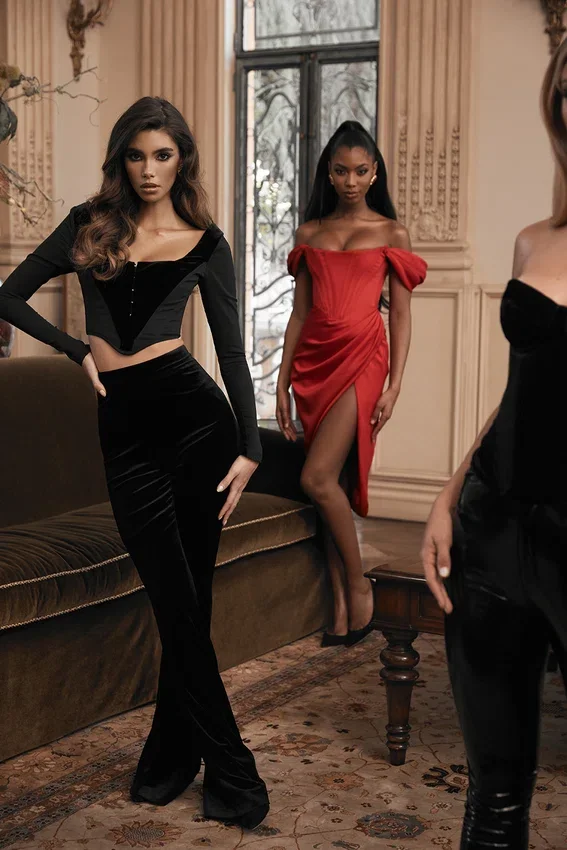 Loretta Red Satin Off Shoulder Dress Loretta Red Satin Off Shoulder Dress