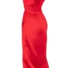 Loretta Red Satin Off Shoulder Dress Loretta Red Satin Off Shoulder Dress