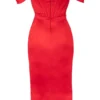 Loretta Red Satin Off Shoulder Dress Loretta Red Satin Off Shoulder Dress