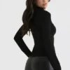 Lori Black Crystallised Lace Up Top