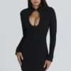 Lotus Black Crepe Keyhole Silhouette Mini Dress Lotus Black Crepe Keyhole Silhouette Mini Dress