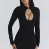 Lotus Black Crepe Keyhole Silhouette Mini Dress Lotus Black Crepe Keyhole Silhouette Mini Dress