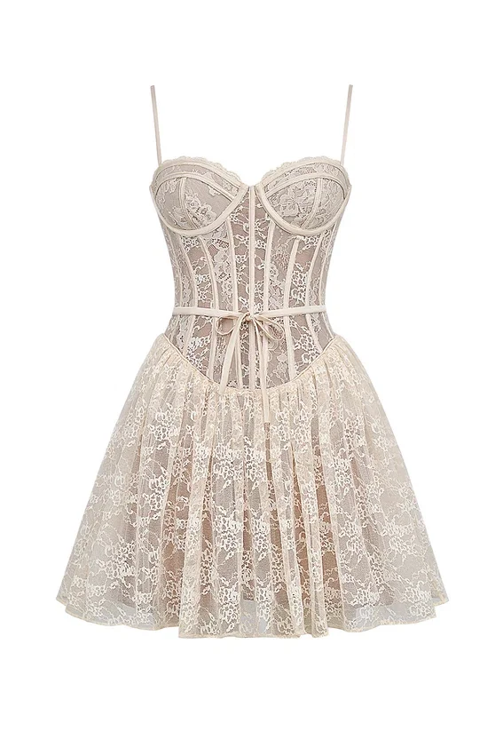 Louisa Vintage Cream Lace Mini Dress Louisa Vintage Cream Lace Mini Dress