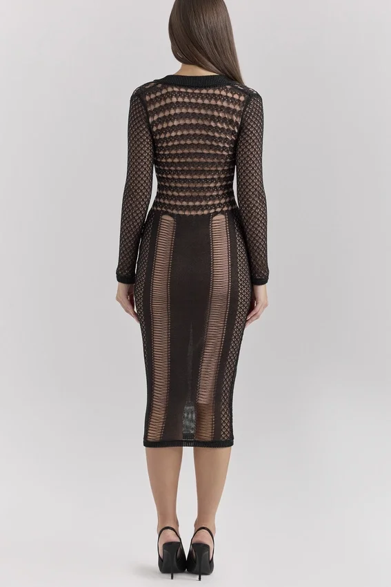 Loula Black Plunge Midi Dress Loula Black Plunge Midi Dress