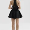 Loulette Black Halter Neck Bow Mini Dress Loulette Black Halter Neck Bow Mini Dress