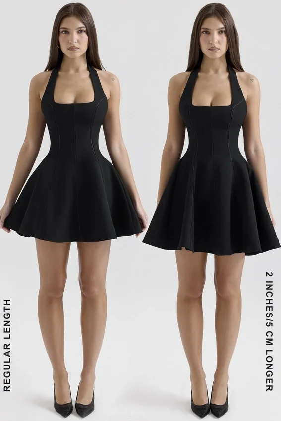 Loulette Black Halter Neck Bow Mini Dress Loulette Black Halter Neck Bow Mini Dress
