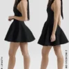 Loulette Black Halter Neck Bow Mini Dress Loulette Black Halter Neck Bow Mini Dress