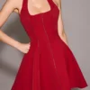 Loulette Red Halter Neck Bow Mini Dress Loulette Red Halter Neck Bow Mini Dress