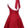 Loulette Red Halter Neck Bow Mini Dress Loulette Red Halter Neck Bow Mini Dress