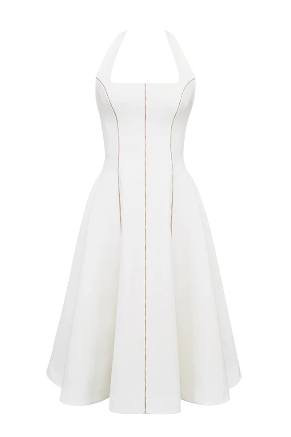 Loulou Ivory Halter Neck Midi Dress Loulou Ivory Halter Neck Midi Dress
