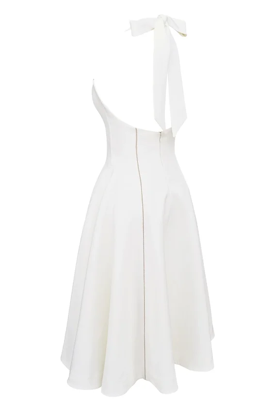Loulou Ivory Halter Neck Midi Dress Loulou Ivory Halter Neck Midi Dress