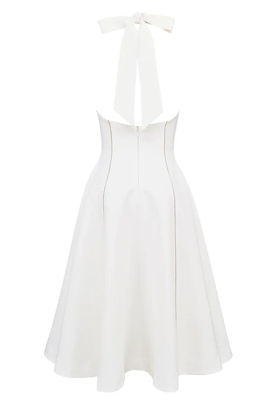 Loulou Ivory Halter Neck Midi Dress Loulou Ivory Halter Neck Midi Dress
